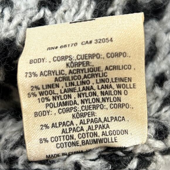 Moth Anthropologie Black White Knit Mock Neck Oversized Sweater S - Picture 4 of 7